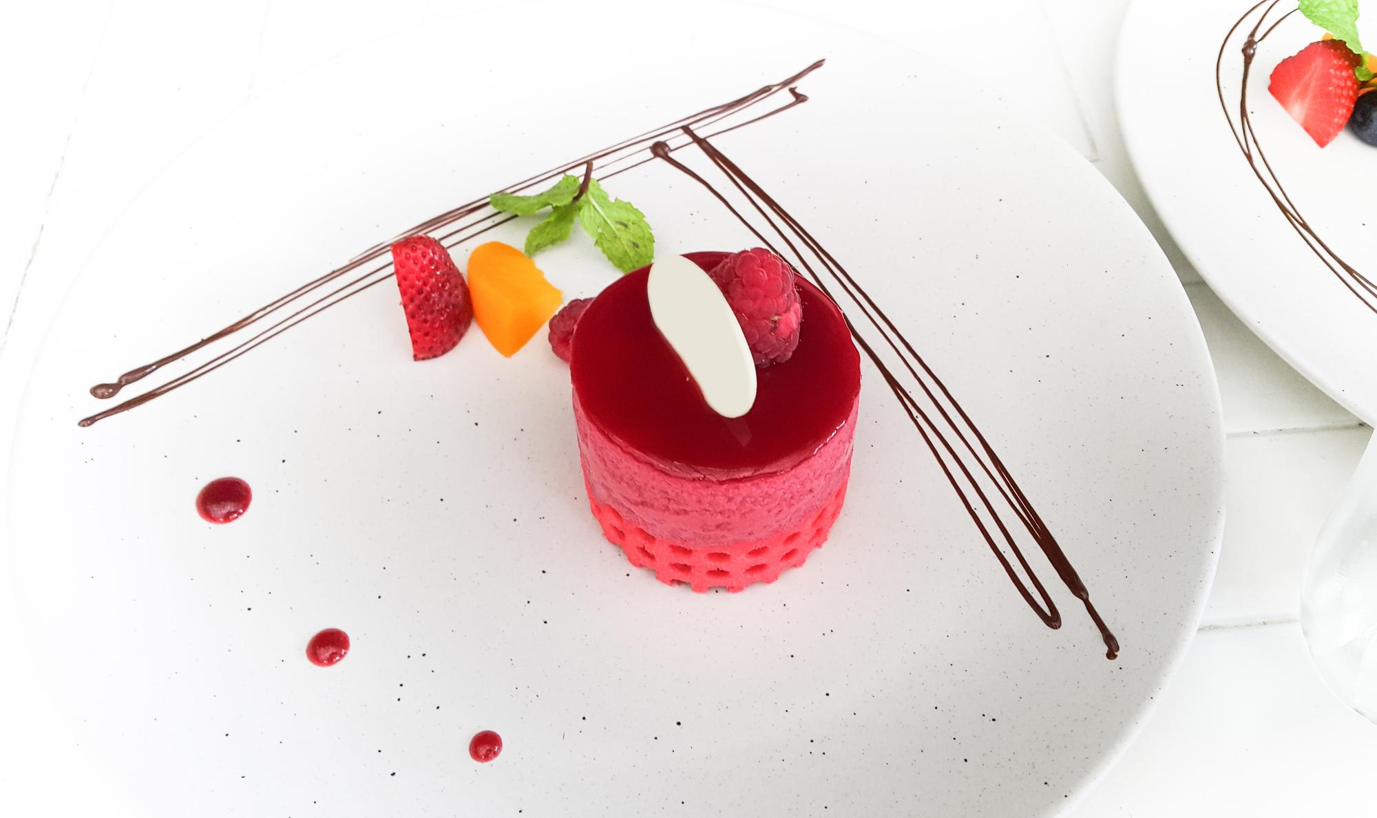 Finished dessert with garnish